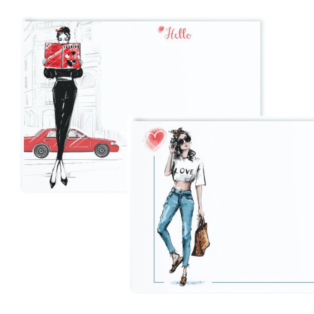 x16 Fashion Girl Stationery Cards Love Fashion Fashionista Notecards Stationery